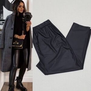 Suzanne Betro Black Vegan Leather Elastic Waist Pull-On Skinny Pants 2X
